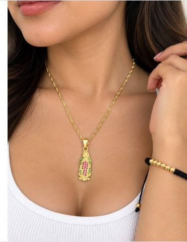 Set Virgen de Guadalupe Brillante: Cadena + Pulsera