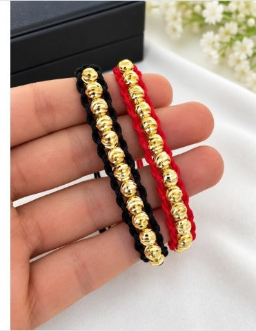 Pulsera Balín Dorado Hilo Tejido
