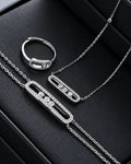 Set Collar, Pulso y Anillo Plateado