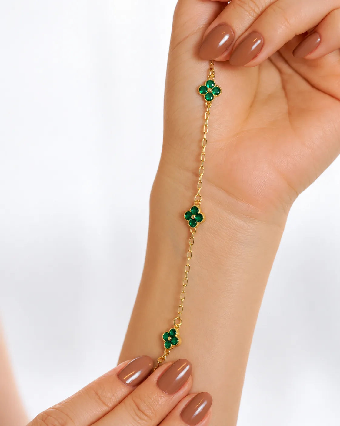 Pulsera Trébol Verde 18 cm + 5 cm